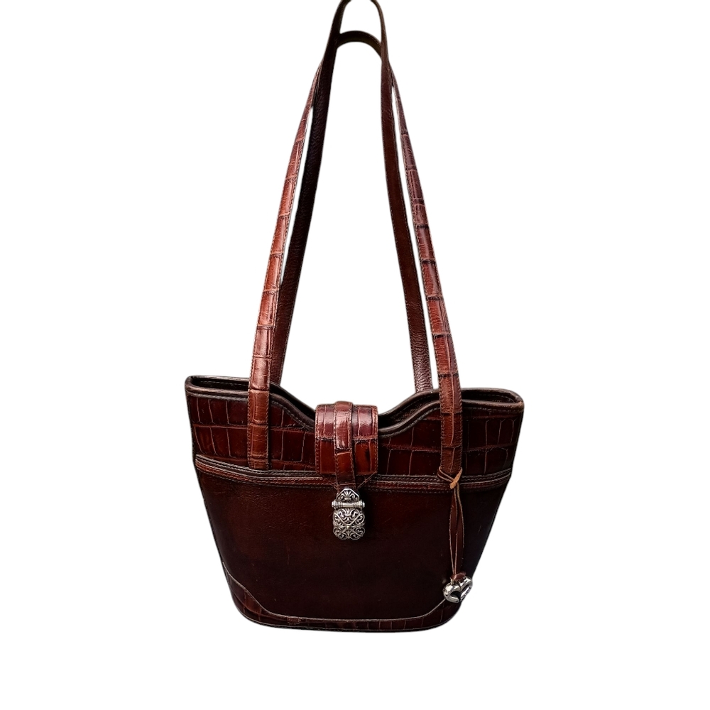 Brighton Elegant Brown Croc Print Leather Shoulder Bag